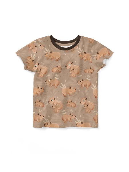 Baumwolljersey Capybara Friends Camel by Mrs. Mint Design von Swafing
